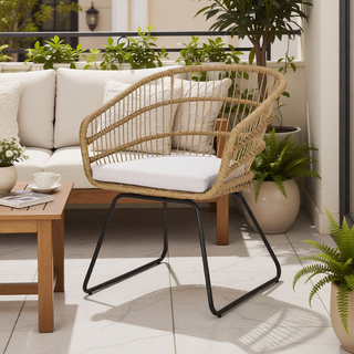 Sunvega Transitional Polyethylene Rattan Dining Chairs with Water-Resistant Cushions