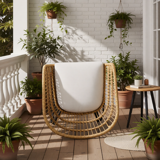 Sunvega Transitional Polyethylene Rattan Dining Chairs with Water-Resistant Cushions