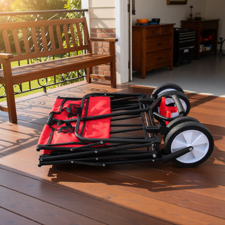 Sunvega Heavy Duty Folding Outdoor Cart with Front Wheel Brakes and Cup Holders