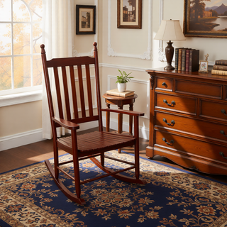 Sunvega Black Painted Populus Wood Porch Rocker Chair with Wide Seat