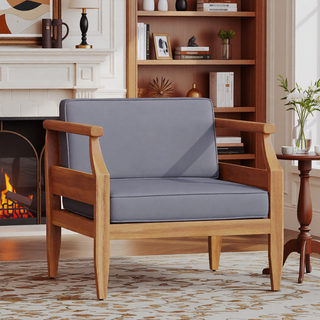 Sunvega Acacia Wood Club Chair with Water-Resistant Cushions for Patio
