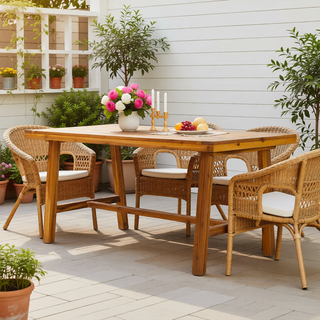 Sunvega Honey Eucalyptus Wooden Outdoor Dining Stool with Weather Resistant Finish