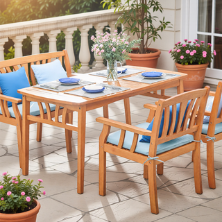 Sunvega Honey Eucalyptus Wooden Outdoor Dining Stool with Weather Resistant Finish