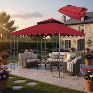 Sunvega 10x10 Ft Outdoor Patio Gazebo Replacement Canopy with Wavy Border