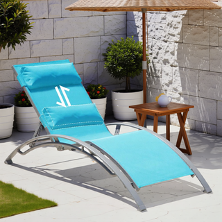 Sunvega Durable Textilene Fabric Chaise Lounge Chairs Set with Side Table