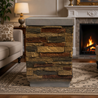 Sunvega Artificial Stone Textured Propane Tank Holder with Side Table