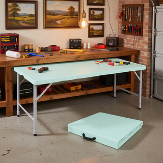Sunvega 8ft Pink Folding Table with Waterproof Top and Foldable Design for Camping