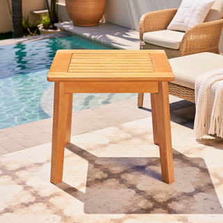 Sunvega Honey Eucalyptus Wooden Outdoor Dining Stool with Weather Resistant Finish