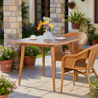 Sunvega Gray Acacia Wood Outdoor Square Table with Toothpick Leg Design