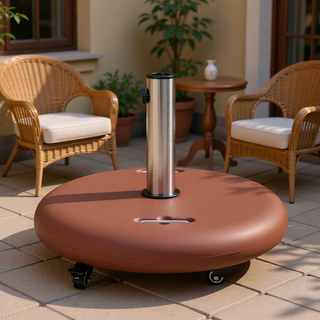 Sunvega Stainless Steel Round Wheelie Umbrella Base for Outdoor Patio Use