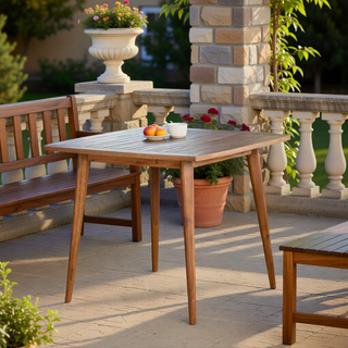 Sunvega Gray Acacia Wood Outdoor Square Table with Toothpick Leg Design