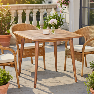 Sunvega Gray Acacia Wood Outdoor Square Table with Toothpick Leg Design