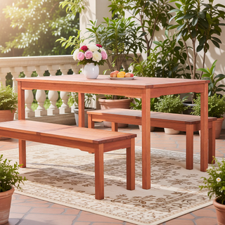 Sunvega Honey Eucalyptus Wooden Outdoor Dining Stool with Weather Resistant Finish