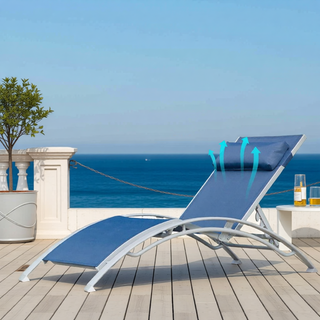 Sunvega Durable Textilene Fabric Chaise Lounge Chairs Set with Side Table