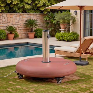 Sunvega Stainless Steel Round Wheelie Umbrella Base for Outdoor Patio Use