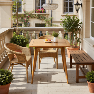 Sunvega Gray Acacia Wood Outdoor Square Table with Toothpick Leg Design