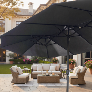 Sunvega 15-Foot Rectangular Outdoor Umbrella with Crank for Patio and Garden