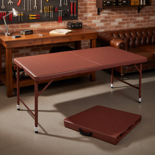 Sunvega 8ft Pink Folding Table with Waterproof Top and Foldable Design for Camping