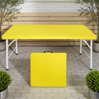 Sunvega 8ft Pink Folding Table with Waterproof Top and Foldable Design for Camping