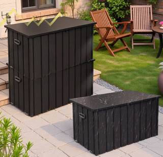 Sunvega 120 Gallon All-Weather Waterproof Lockable Outdoor Metal Storage Box with Wheels