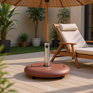 Sunvega Stainless Steel Round Wheelie Umbrella Base for Outdoor Patio Use