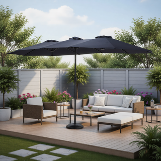 Sunvega 15-Foot Rectangular Outdoor Umbrella with Crank for Patio and Garden