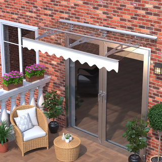 Sunvega 0.137Inch Thick Crystal Solid Polycarbonate Sheet Window Awning Canopy with Valance