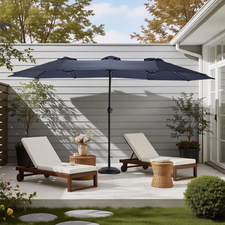 Sunvega 15-Foot Rectangular Outdoor Umbrella with Crank for Patio and Garden