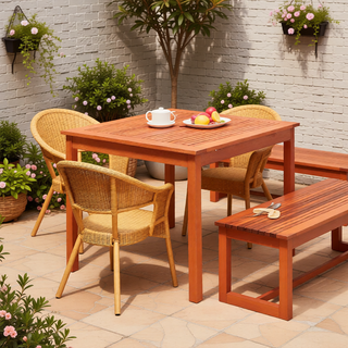 Sunvega Honey Eucalyptus Wooden Outdoor Dining Stool with Weather Resistant Finish