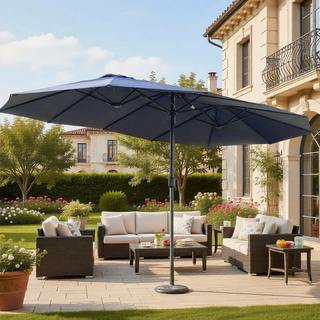 Sunvega 15-Foot Rectangular Outdoor Umbrella with Crank for Patio and Garden