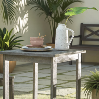 Sunvega Honey Eucalyptus Wooden Outdoor Dining Stool with Weather Resistant Finish