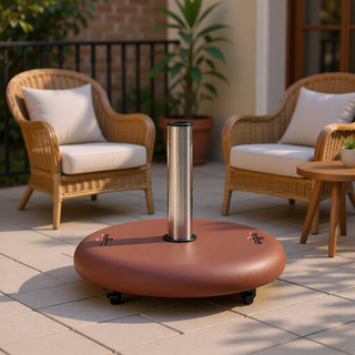 Sunvega Stainless Steel Round Wheelie Umbrella Base for Outdoor Patio Use