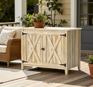 Sunvega Wooden Garden Storage Shed with Shelf, Double Doors, and Protective Coating