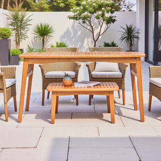 Sunvega Honey Eucalyptus Wooden Outdoor Dining Stool with Weather Resistant Finish