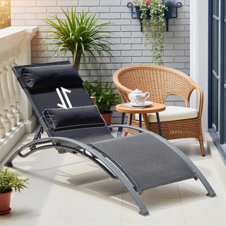 Sunvega Durable Textilene Fabric Chaise Lounge Chairs Set with Side Table