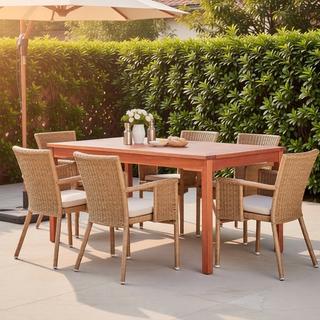 Sunvega Honey Eucalyptus Wooden Outdoor Dining Stool with Weather Resistant Finish