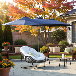 Sunvega 15-Foot Rectangular Outdoor Umbrella with Crank for Patio and Garden