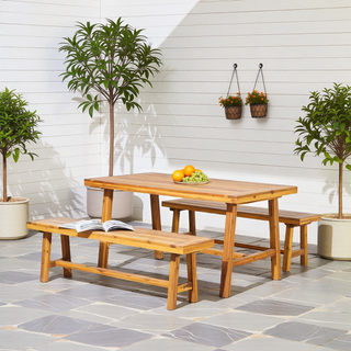 Sunvega Honey Eucalyptus Wooden Outdoor Dining Stool with Weather Resistant Finish