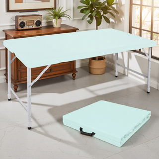 Sunvega 8ft Pink Folding Table with Waterproof Top and Foldable Design for Camping