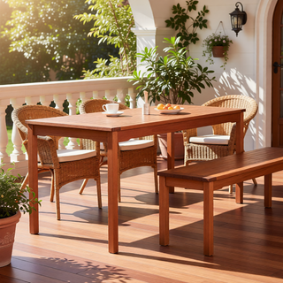 Sunvega Honey Eucalyptus Wooden Outdoor Dining Stool with Weather Resistant Finish