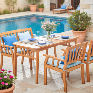 Sunvega Honey Eucalyptus Wooden Outdoor Dining Stool with Weather Resistant Finish