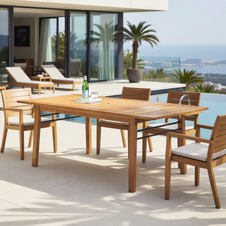 Sunvega Honey Eucalyptus Wooden Outdoor Dining Stool with Weather Resistant Finish