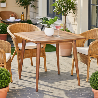 Sunvega Gray Acacia Wood Outdoor Square Table with Toothpick Leg Design