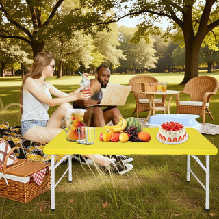 Sunvega 8ft Pink Folding Table with Waterproof Top and Foldable Design for Camping