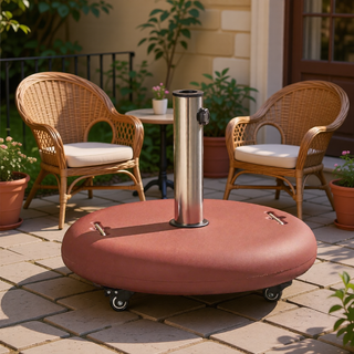 Sunvega Stainless Steel Round Wheelie Umbrella Base for Outdoor Patio Use