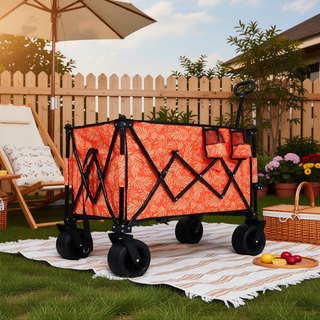 Sunvega Heavy Duty Folding Utility Wagon Cart with 480lbs Capacity and All Terrain Wheels