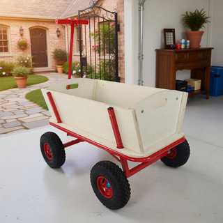 Sunvega Fresh Blue Solid Wood All-Terrain Toy and Garden Tool Cart Trolley