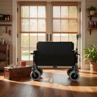 Sunvega 3-in-1 Heavy-Duty Folding Wagon Cart with Bench Seat and Storage