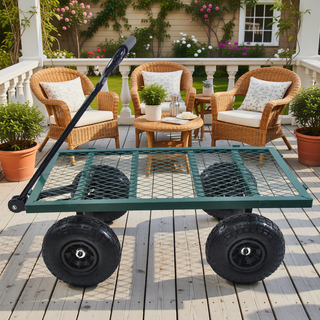 Sunvega Garden Dump Cart with Inflatable Tires and Spacious Bed for Gardening Tasks