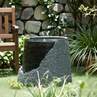 Sunvega Modern Polyresin Water Fountain with Light for Indoor Outdoor Garden